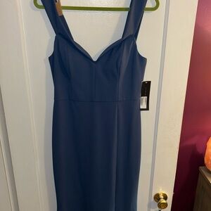 Aidan Mattox Womens Blue Off-The-Shoulder Deep V Evening Dress Gown Size 8 NWT